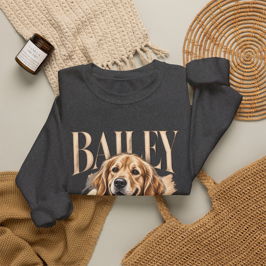Golden Retriever Bailey Crewneck Sweatshirt — Personalized Dog Portrait Pullover