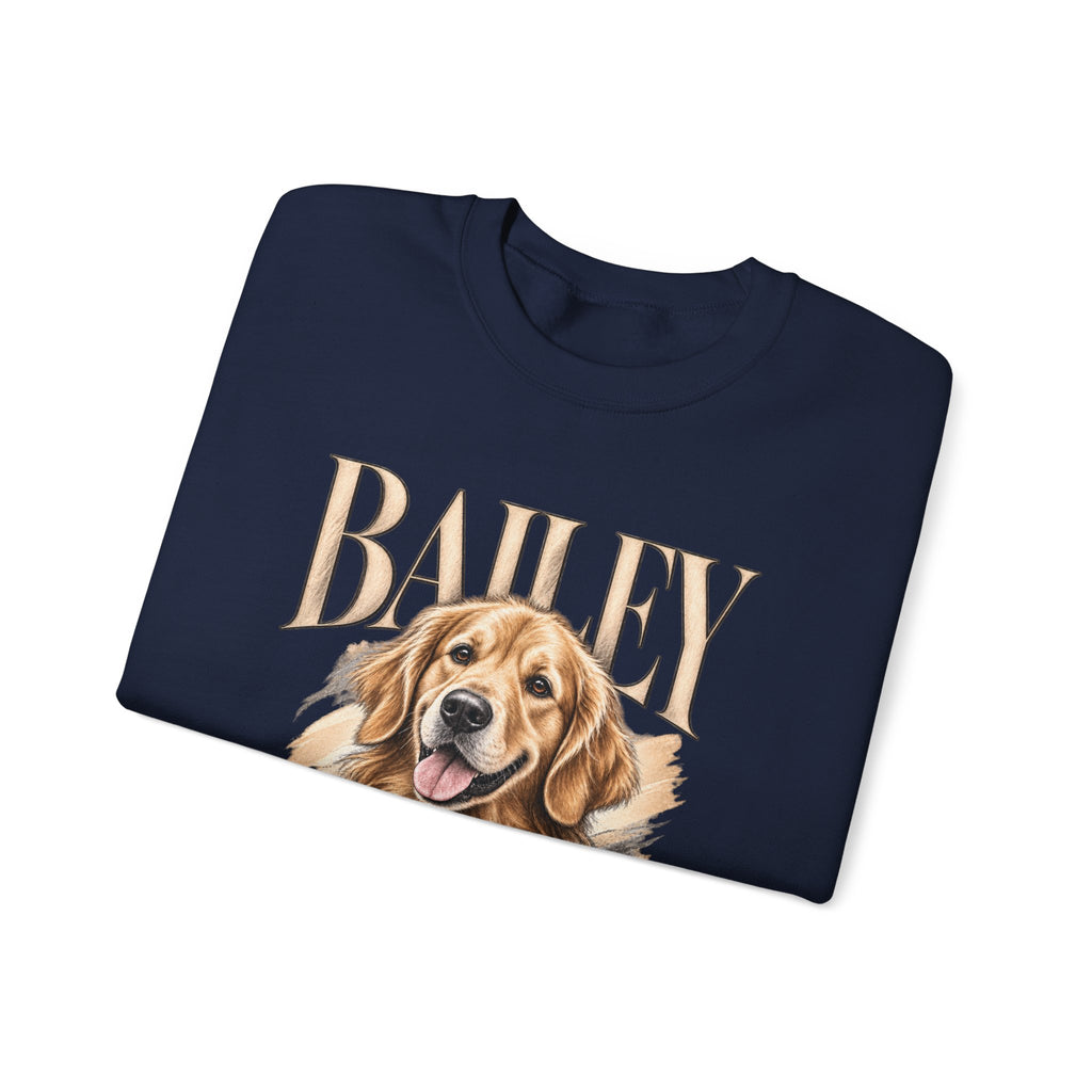 Golden Retriever Bailey Crewneck Sweatshirt — Personalized Dog Portrait Pullover