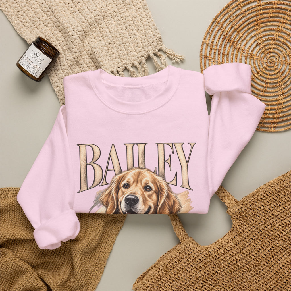 Golden Retriever Bailey Crewneck Sweatshirt — Personalized Dog Portrait Pullover