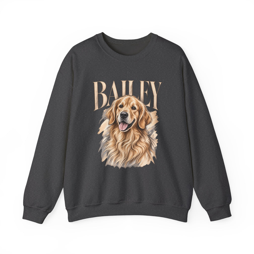 Golden Retriever Bailey Crewneck Sweatshirt — Personalized Dog Portrait Pullover