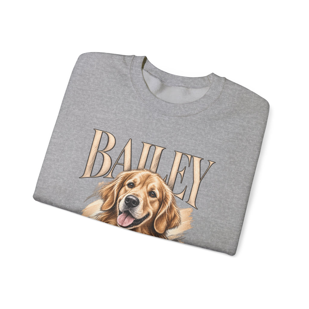 Golden Retriever Bailey Crewneck Sweatshirt — Personalized Dog Portrait Pullover