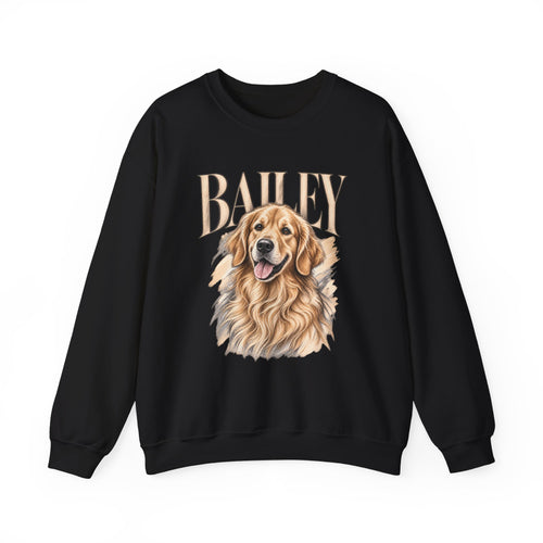 Golden Retriever Bailey Crewneck Sweatshirt — Personalized Dog Portrait Pullover