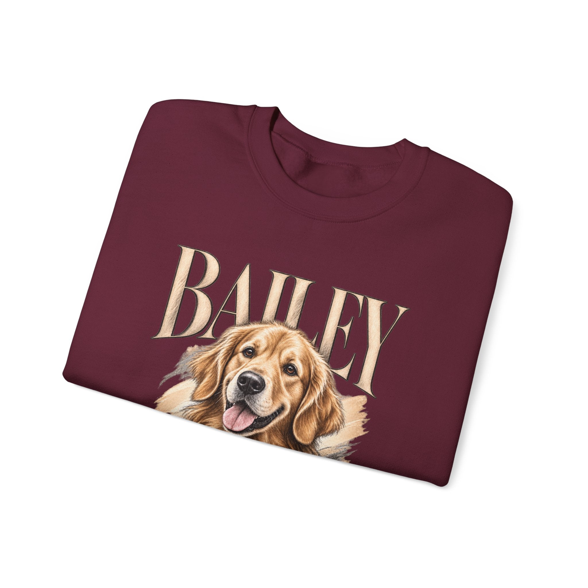 Golden Retriever Bailey Crewneck Sweatshirt — Personalized Dog Portrait Pullover