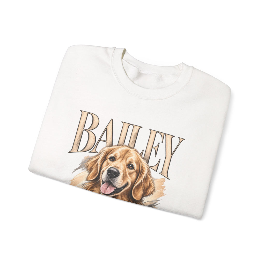Golden Retriever Bailey Crewneck Sweatshirt — Personalized Dog Portrait Pullover