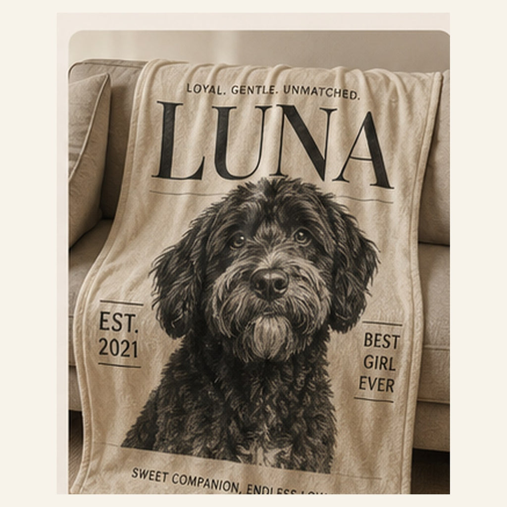 Style 4 Vintage Editorial custom pet blanket example