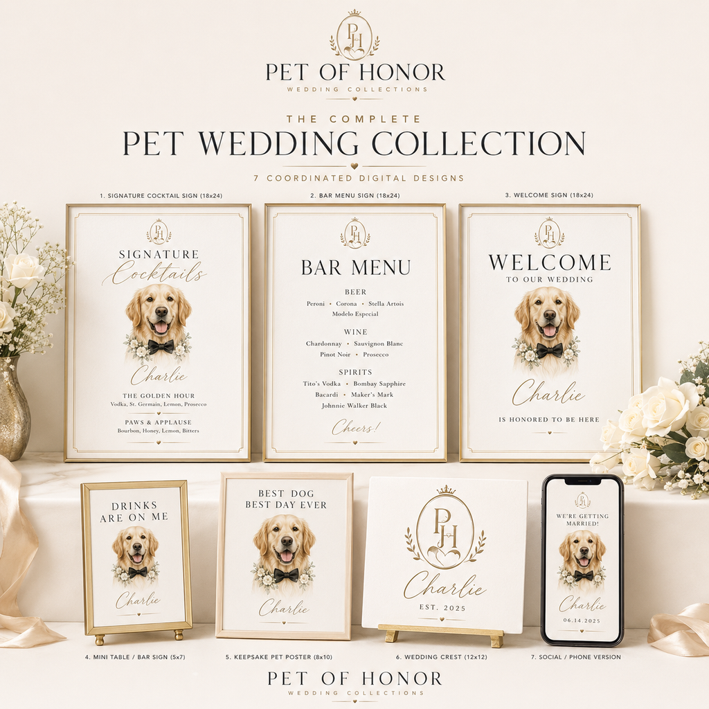 PET OF HONOR complete personalized pet wedding collection