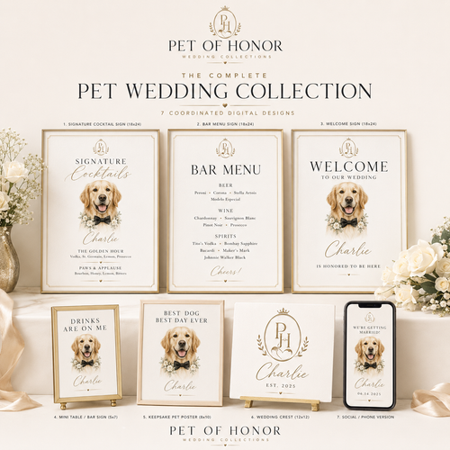 PET OF HONOR complete personalized pet wedding collection