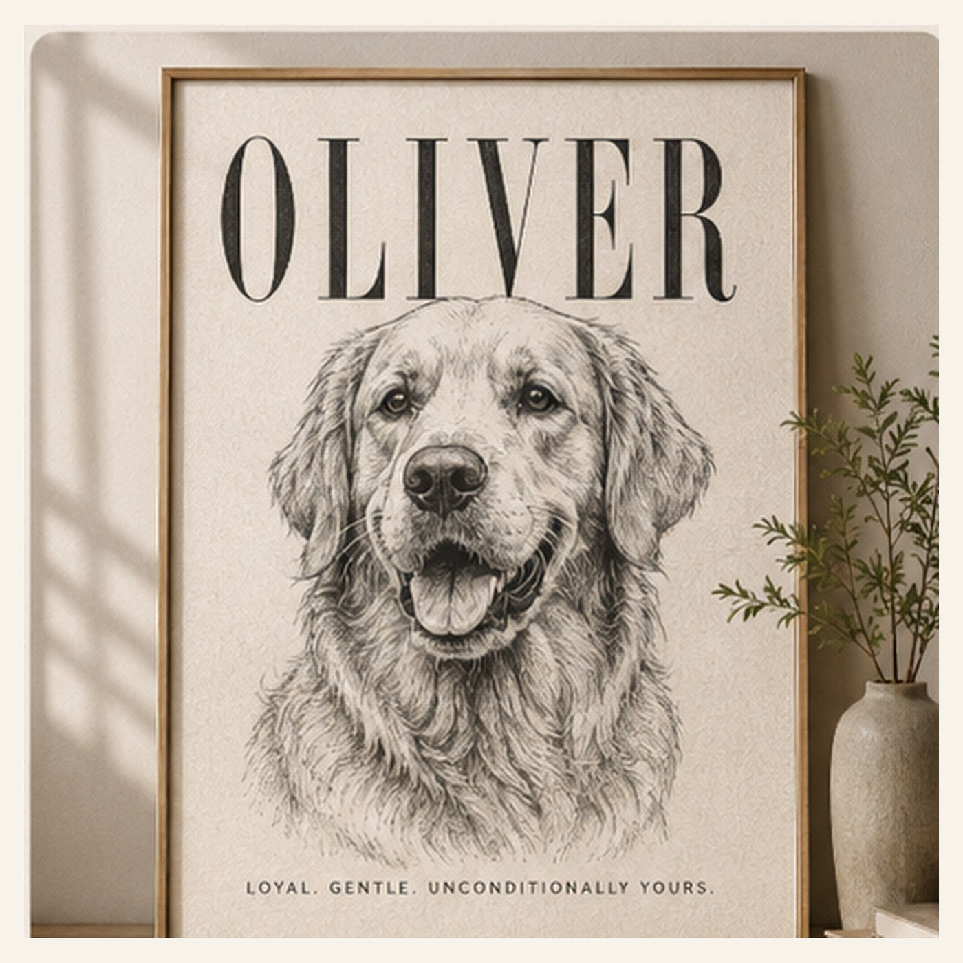 PET OF HONOR custom framed pet portrait main lifestyle image
