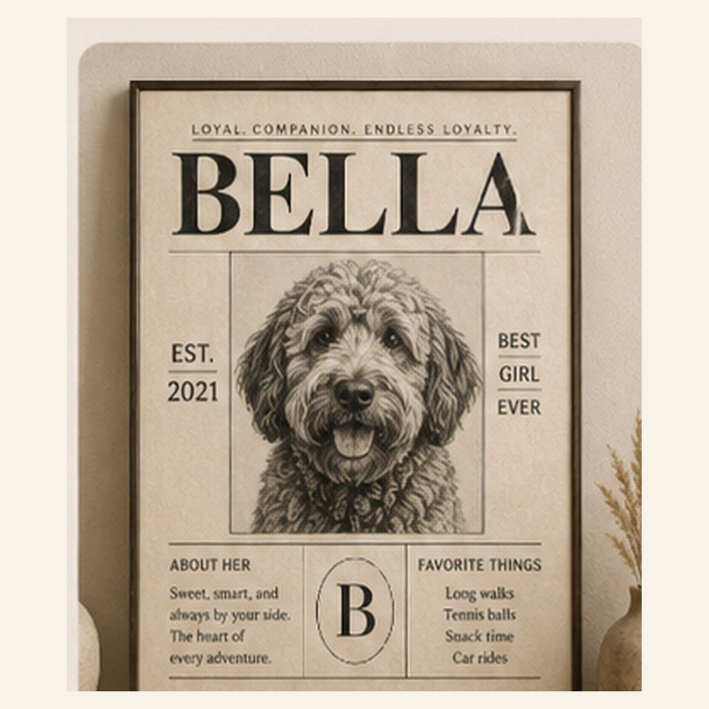 Vintage Editorial custom pet framed portrait style