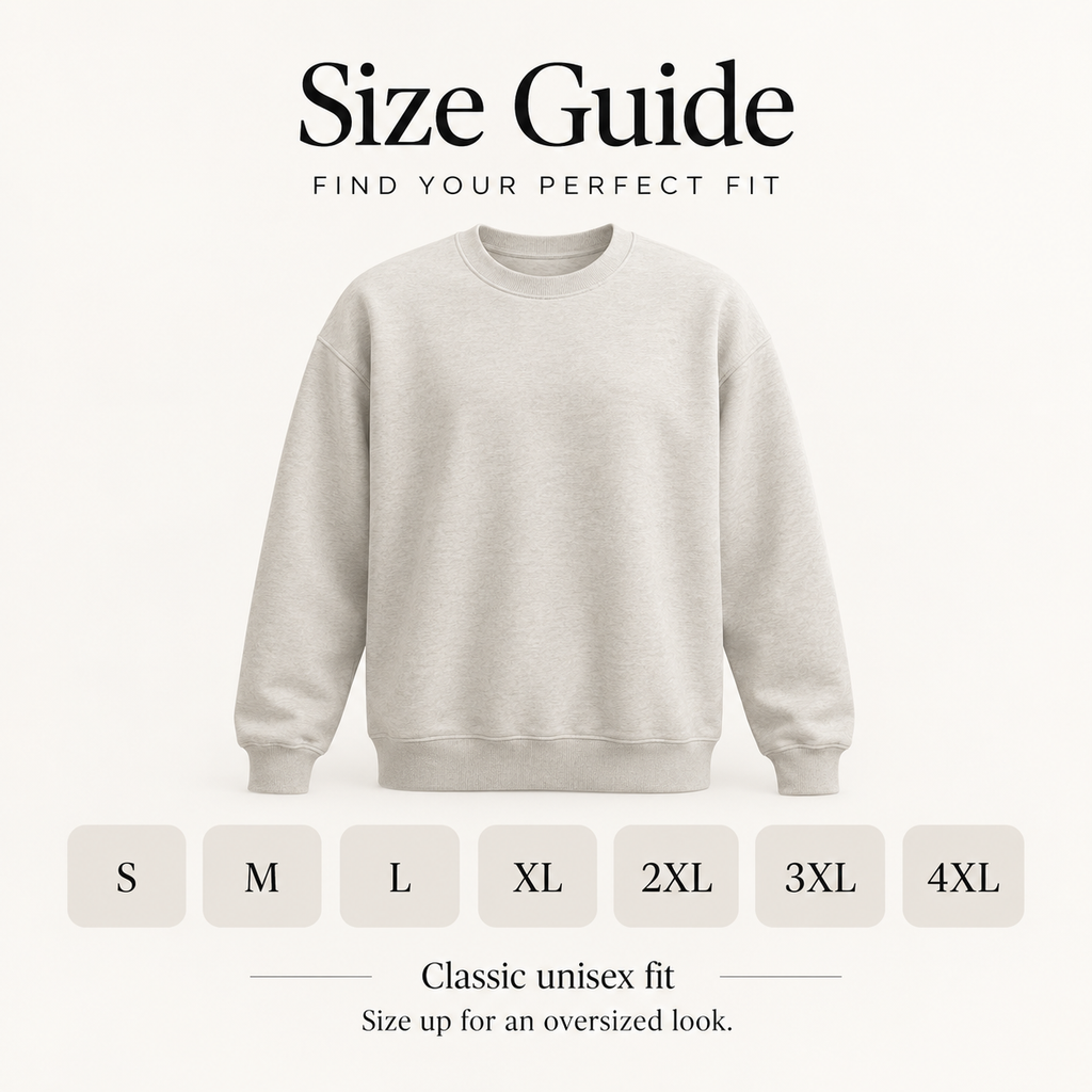 Gildan 18000 custom pet sweatshirt size guide S through 4XL