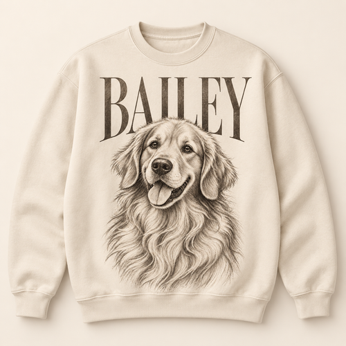Editorial Sketch and Giant Name custom pet sweatshirt style