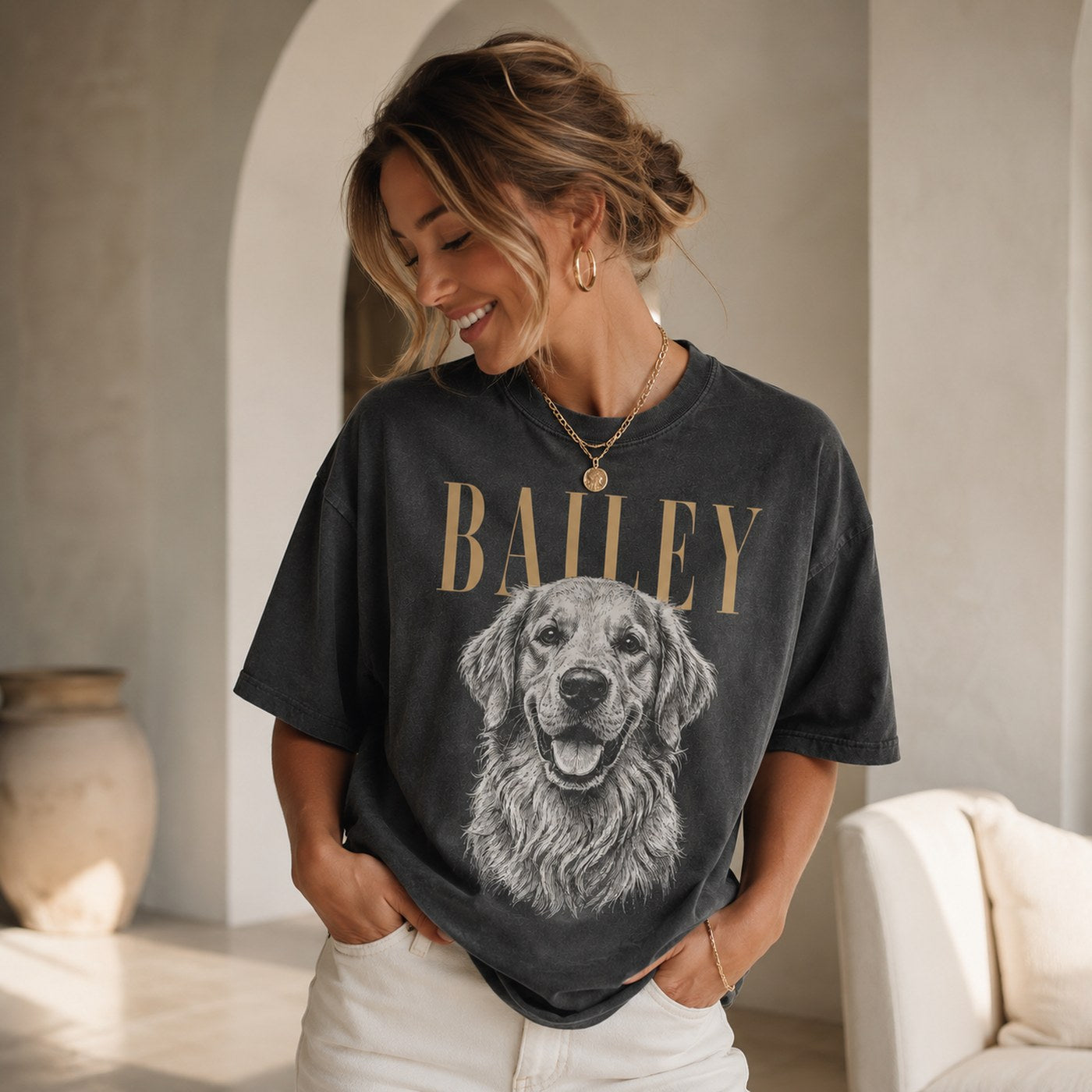 PET OF HONOR custom pet portrait Comfort Colors tee lifestyle main image