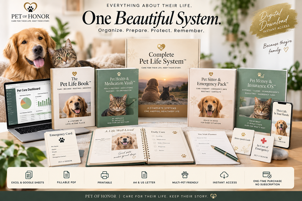 Complete Pet Life System lifestyle product display with four digital pet care systems