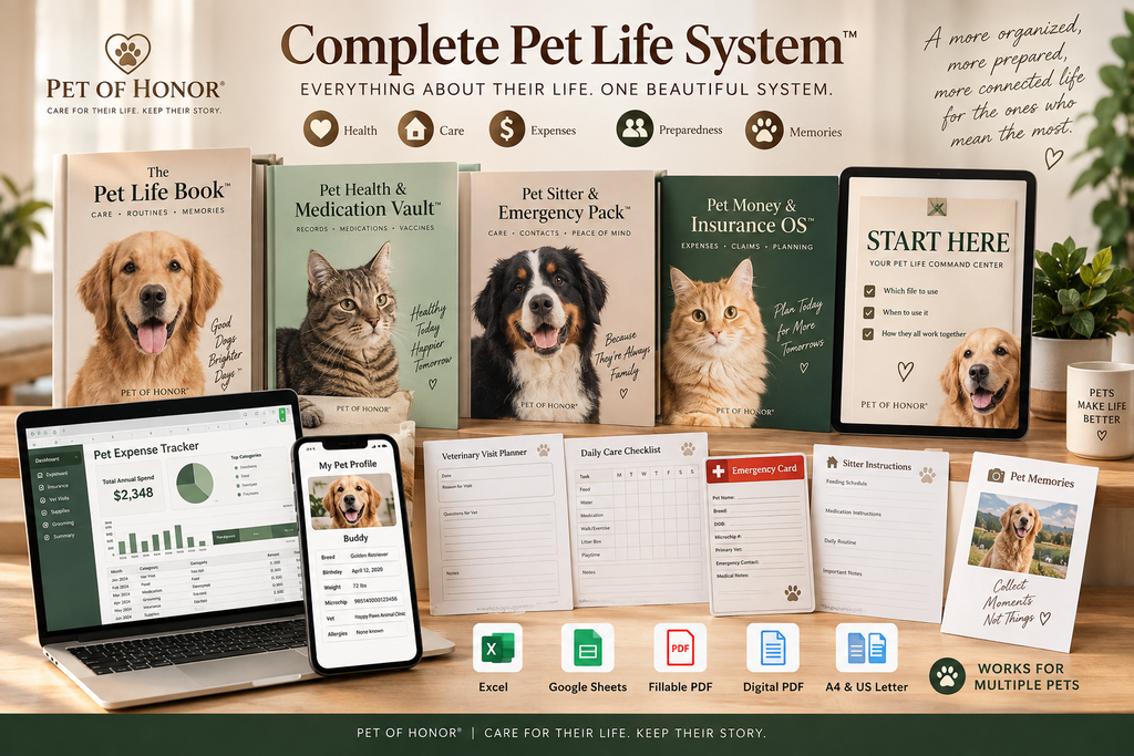Complete Pet Life System real-use pet planning examples with health emergency and expense tools