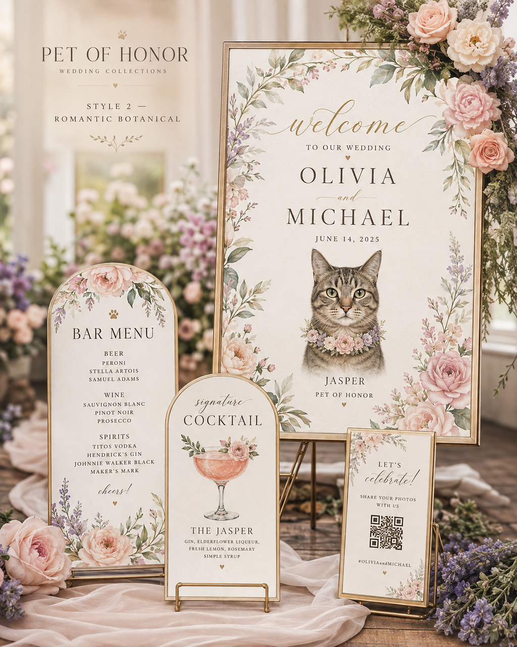 Romantic Botanical personalized pet wedding collection