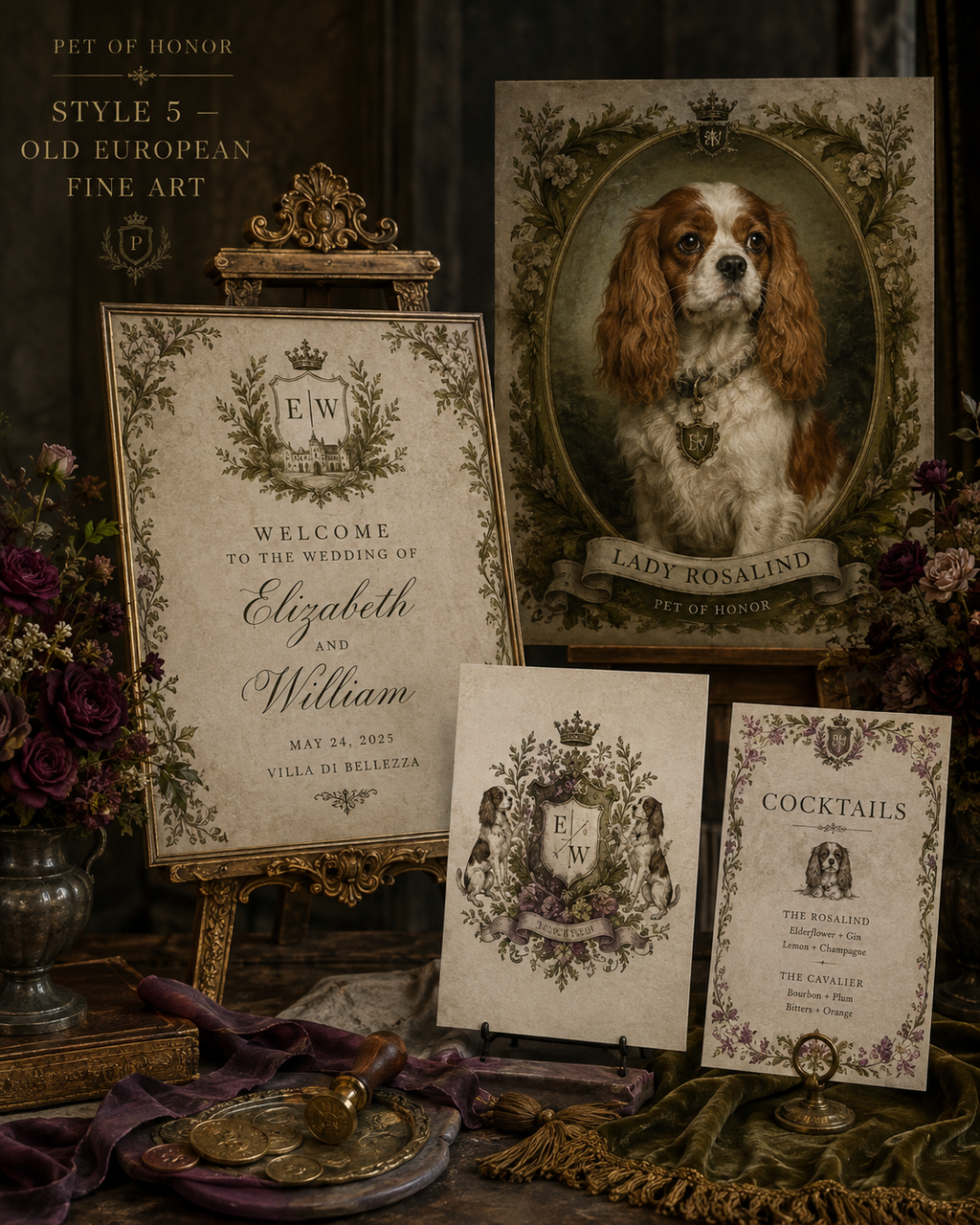 Old European Fine Art personalized pet wedding collection