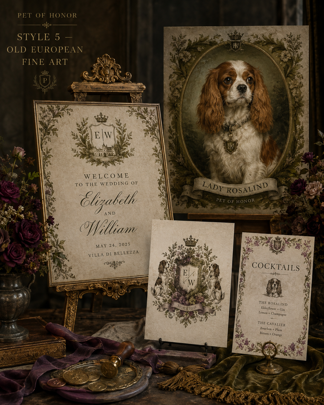 Old European Fine Art personalized pet wedding collection