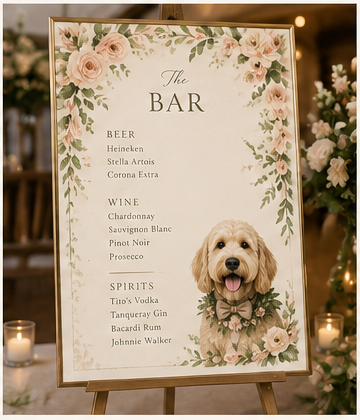 Romantic Botanical bar menu example