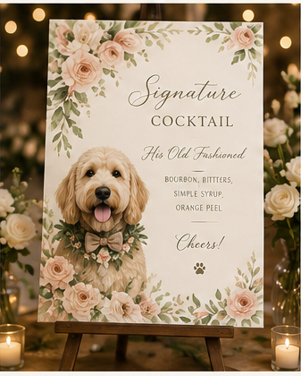Romantic Botanical signature cocktail sign example