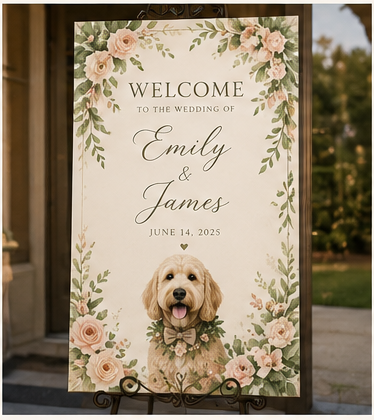Romantic Botanical welcome sign example